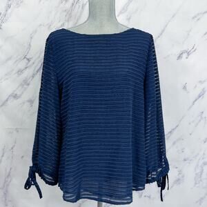 Banana Republic | Navy Semi-Sheer Long Sleeve Shirt | L